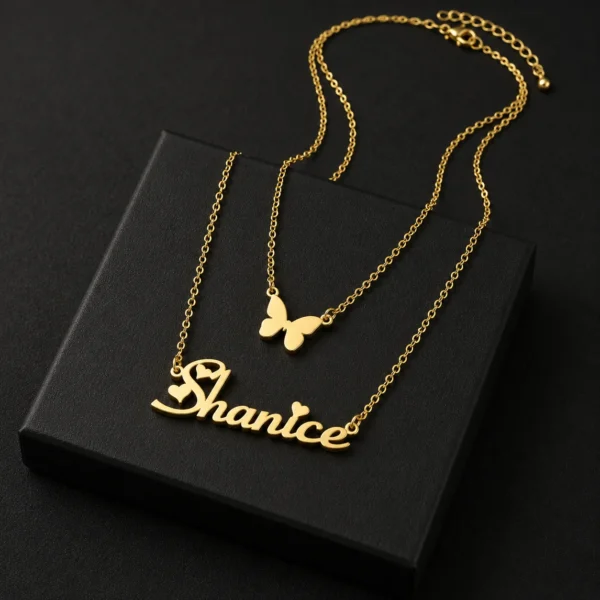 Custom Double Layered Butterfly Necklace
