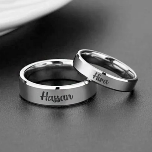 Custom Name Couple Rings Silver