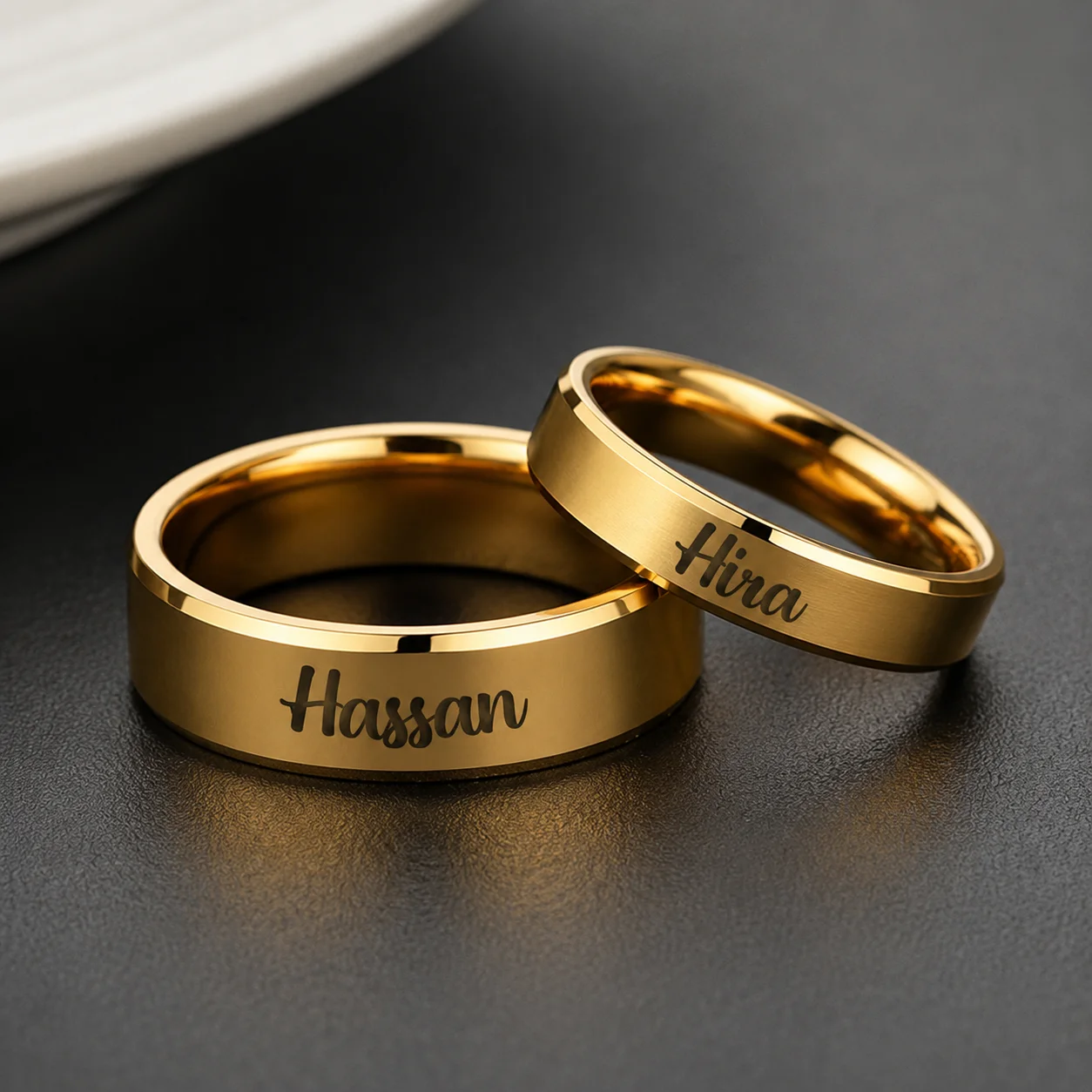 Custom Name Couple Rings