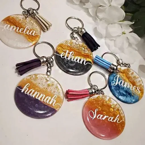 Custom Name Resin Art Keychain