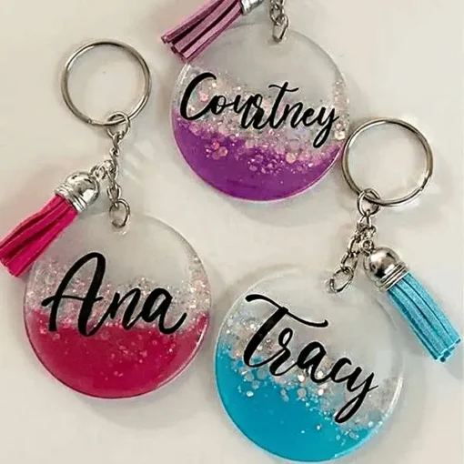 Custom Name Resin Art Keychain Colors