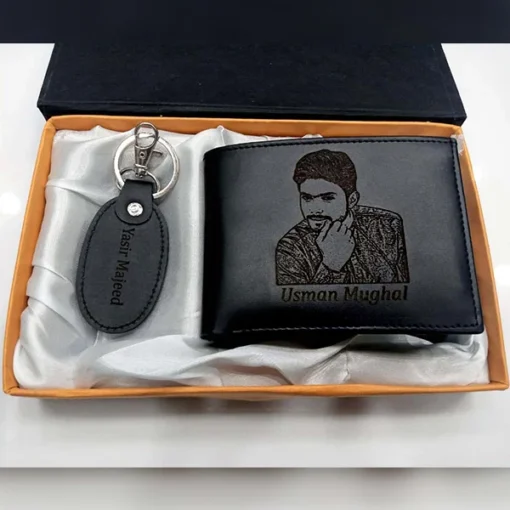 Customized Picture Wallet & Keychain Black