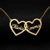 Double Heart Custom Name Necklace