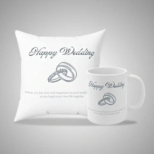 Happy Wedding Mug and Pillow 1