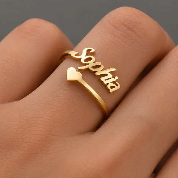Heart Custom Name Ring