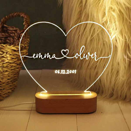 Personalized Heart Acrylic Lamp