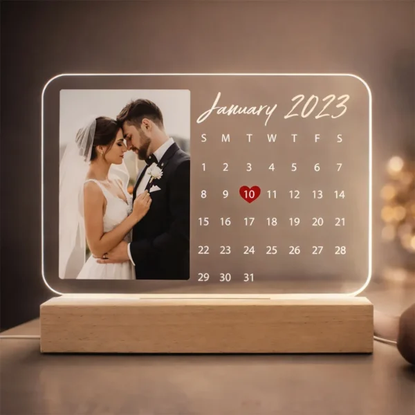 Shop Romantic Personalized Calendar Acrylic Lamp in Pakistan