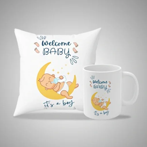 Welcome Baby Boy Mug and Pillow