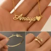 Custom Heart Name Jewellery Set