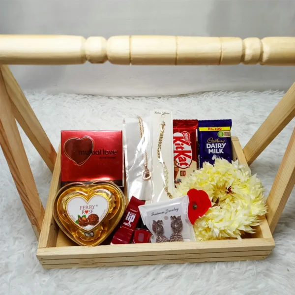 Graceful Love Hamper Wooden Basket