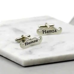 Mustache Name Cufflinks Gift