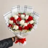 Elegant Red & White Roses Bouquet
