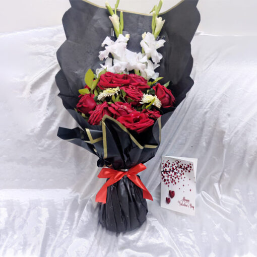 Graceful Red & White Flower Bouquet