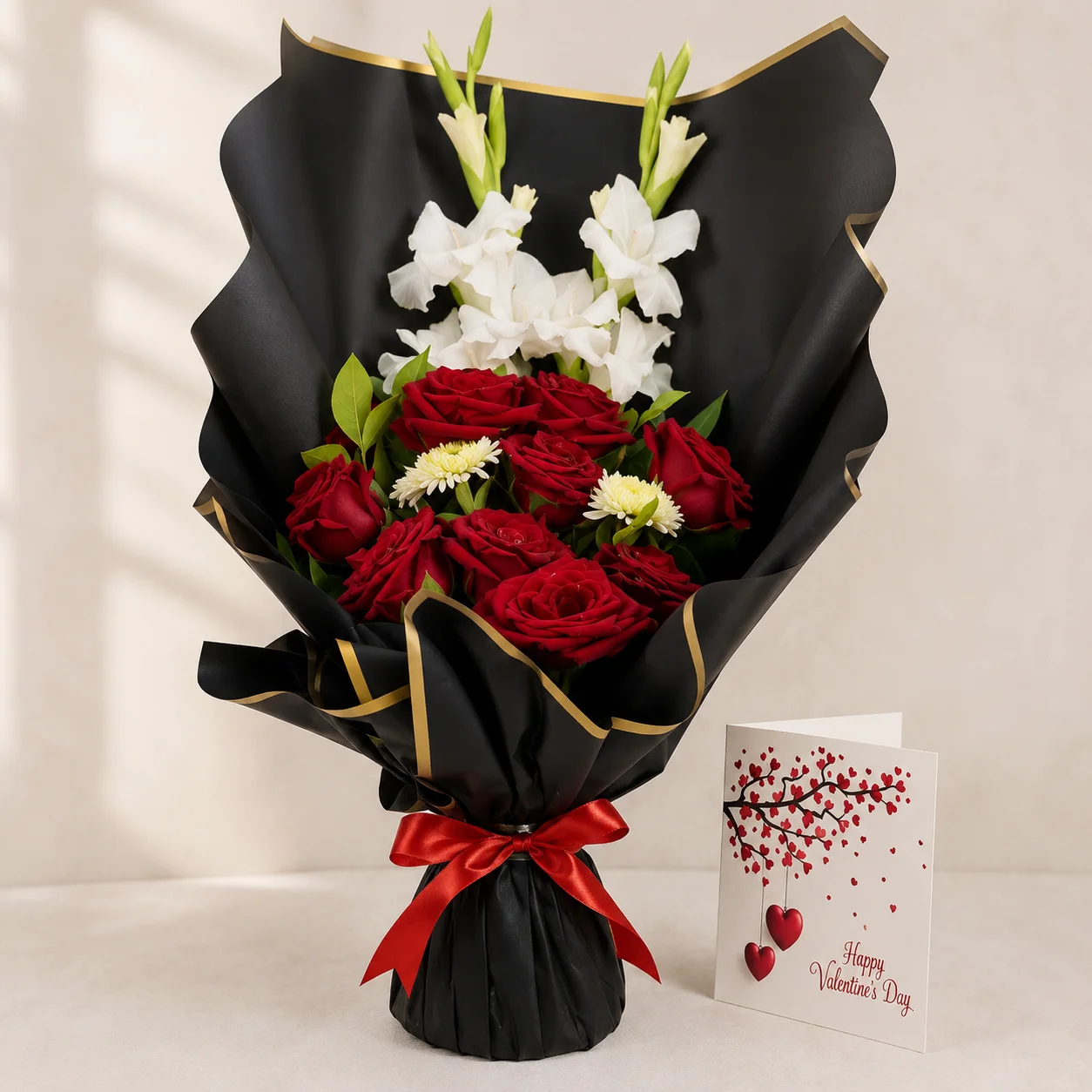 Graceful Red & White Flower Bouquet