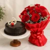 Luxury Red Roses & Chocolate Cake Combo