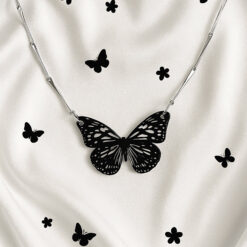 Black Butterfly Pendant Necklace