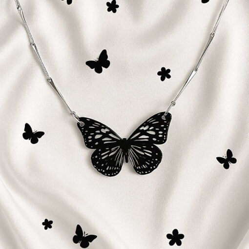 Black Butterfly Pendant Necklace