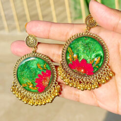 Emerald Resin Earrings Red