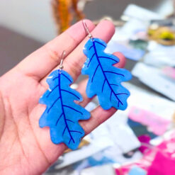 Glow Resin Leaf Earrings Blue