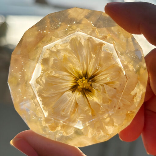 Golden Bloom Resin Crystal Dome