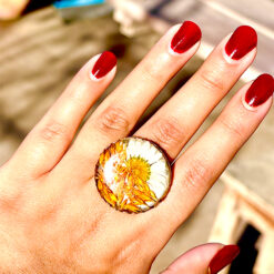 Golden Flower Resin Ring