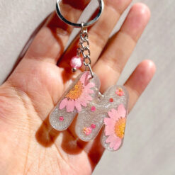 Handmade M Flower Resin Keychain