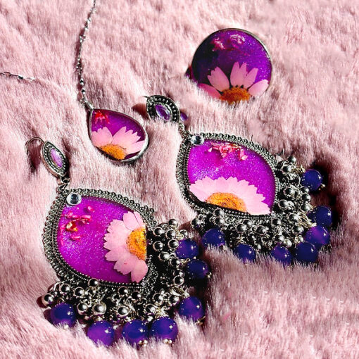 Purple Resin Jewellery Set
