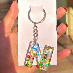 Radiant Initial Resin Keychain N