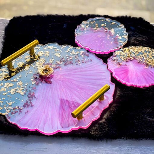 Resin Tray and Coaster Set