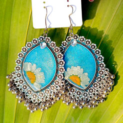 Vintage Resin Jhumka Earrings Blue