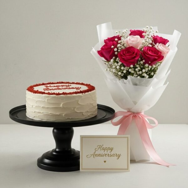 Anniversary Red Velvet & Roses Combo
