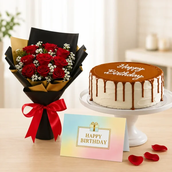 Birthday Caramel & Roses Combo