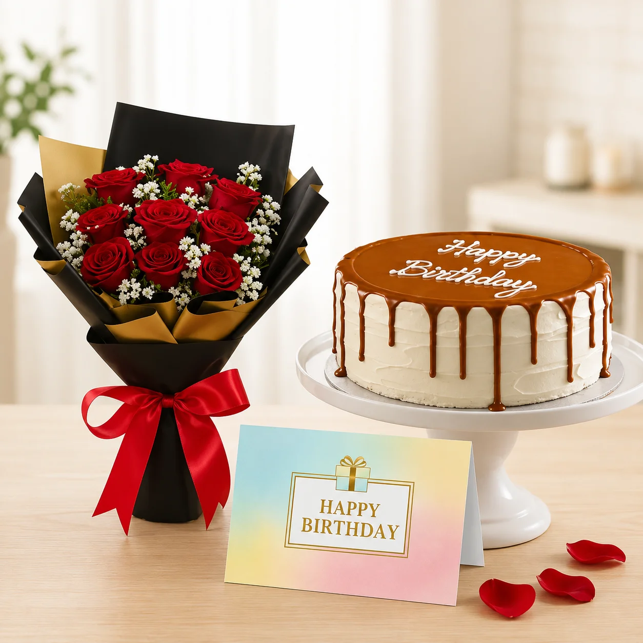 Birthday Caramel & Roses Combo