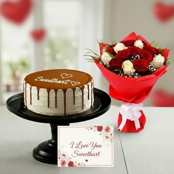 Sweetheart Cake & Roses Combo