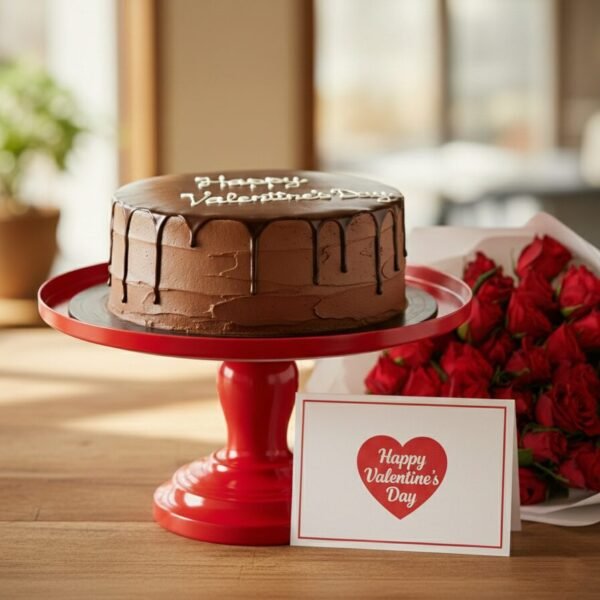 Valentine Cake & Roses Combo