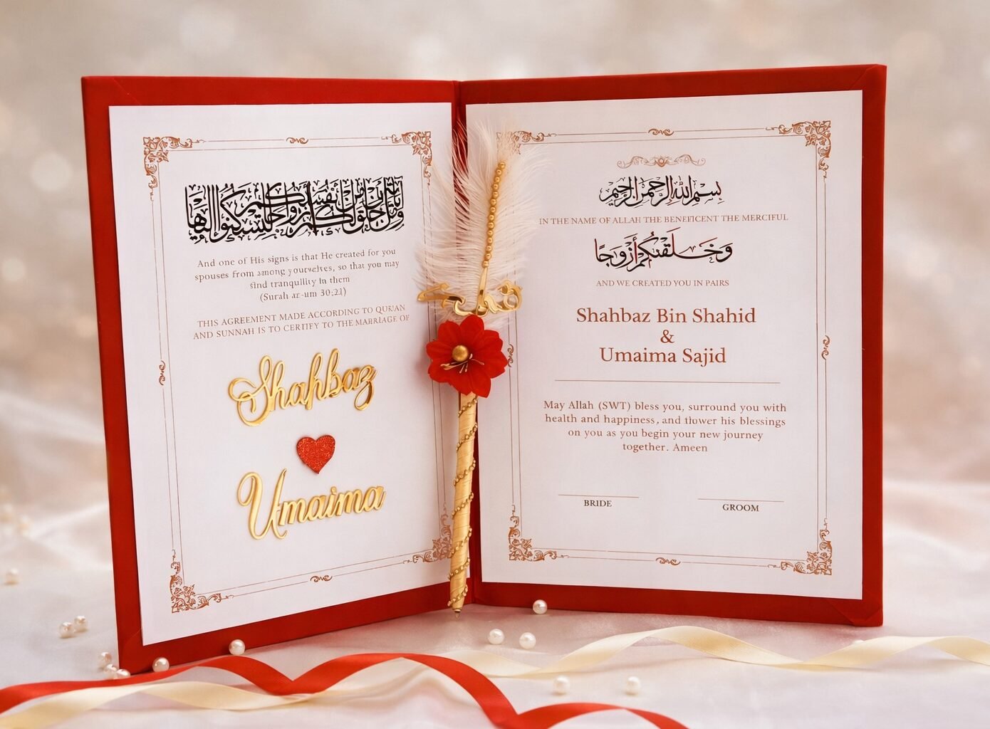 Customized Nikkah Booklet with Pen