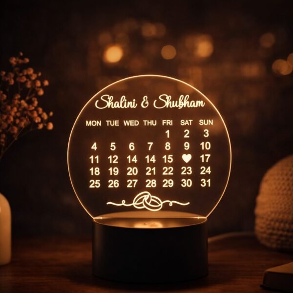 Date Calendar Lamp with Name