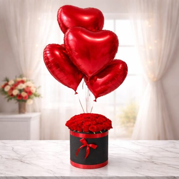 Heart Balloon Flower Box
