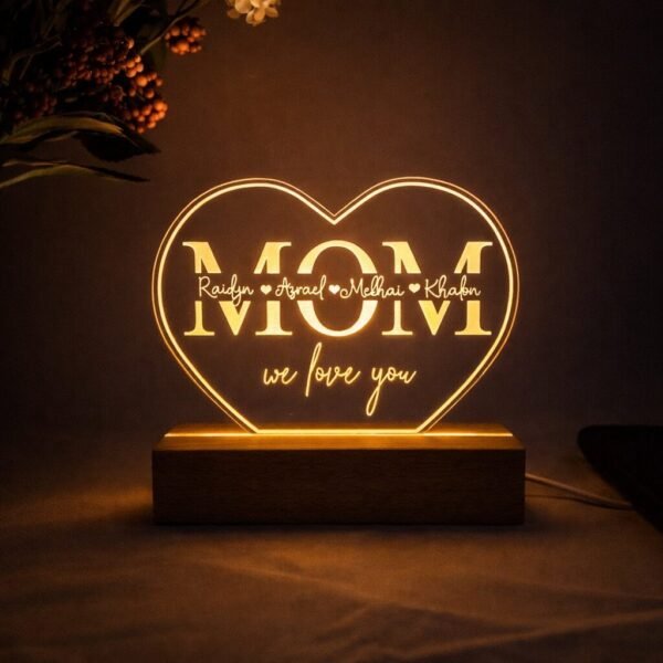 Mom Name Lamp with Kids Names
