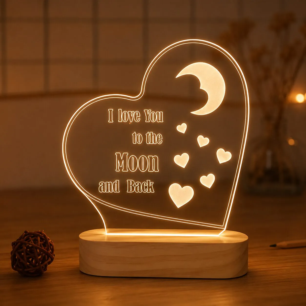 3D Heart Acrylic Lamp