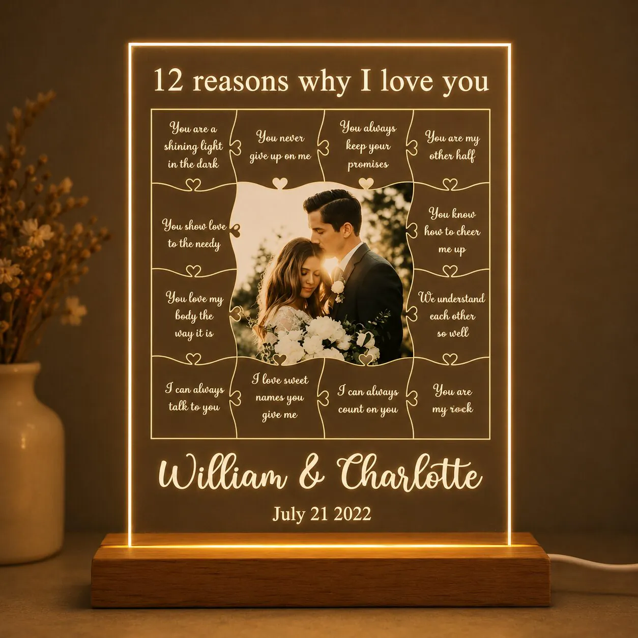 12 Reasons Why I Love You LED Lamp