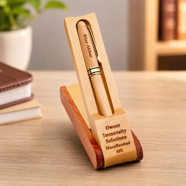 Personalized Wooden Pen with Holder