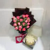 Elegant Pink Roses & Raffaello Cake Combo