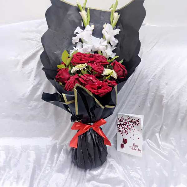 Graceful Red & White Flower Bouquet
