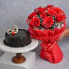 Luxury Red Roses & Chocolate Cake Combo