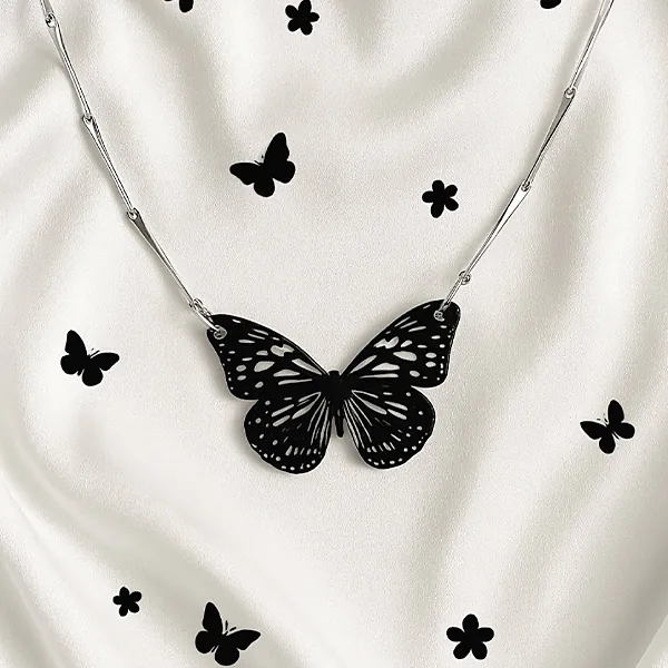 Black Butterfly Pendant Necklace