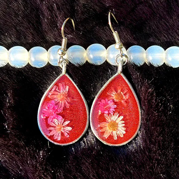 Floral Drop Resin Earrings