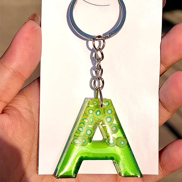 Alternative view of Fruity Alphabet Resin Keychain
