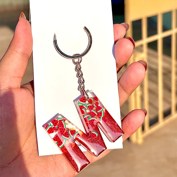 Fruity Alphabet Resin Keychain