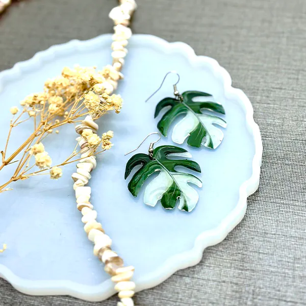 Glow Resin Leaf Earrings